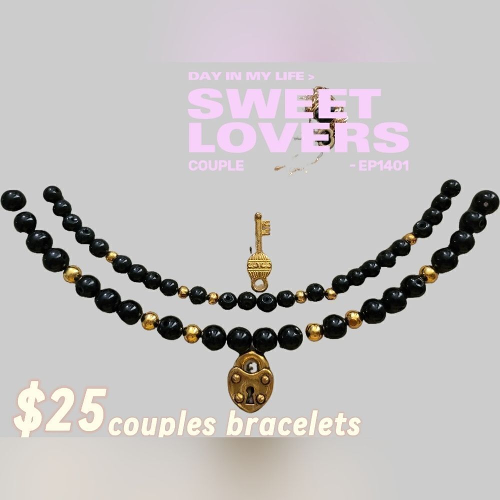 Gold Lock and key bracelet sets
